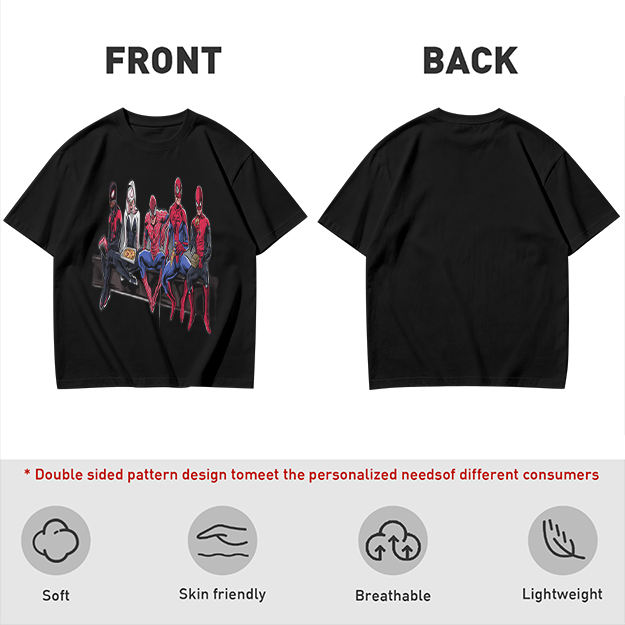 Olive T-Shirt With Spider-Verse Heroes Group Print