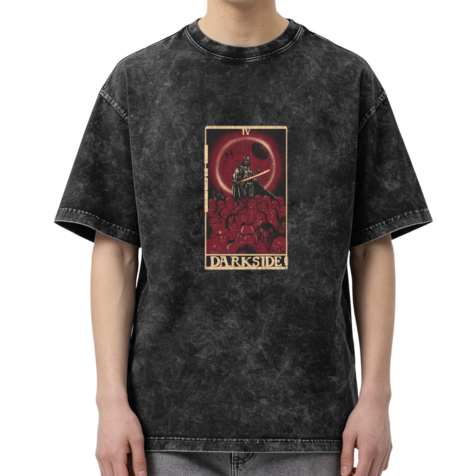 Star Wars Darkside Tarot Graphic Oversized Acid Wash T-Shirt