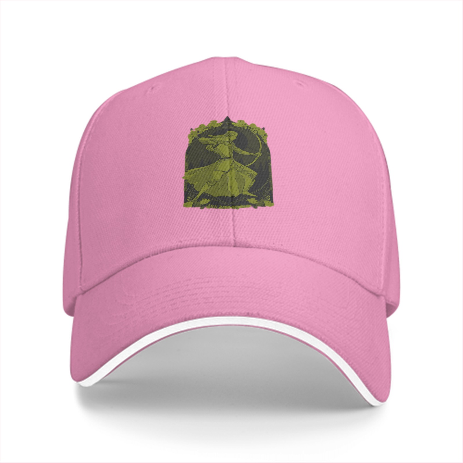 Black Baseball Cap With Archer Woman Graphic Print