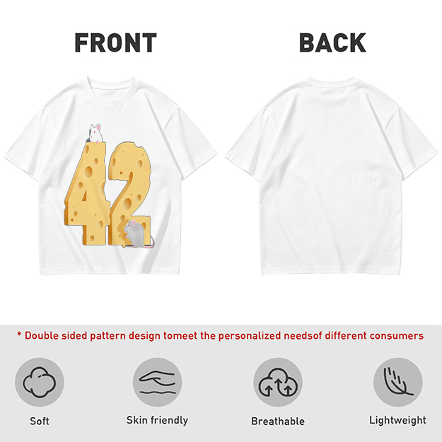 Olive T-Shirt With Cheese Number 42 And Mice Graphic