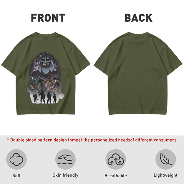 Olive T-Shirt with Teenage Mutant Ninja Turtles Villains Print