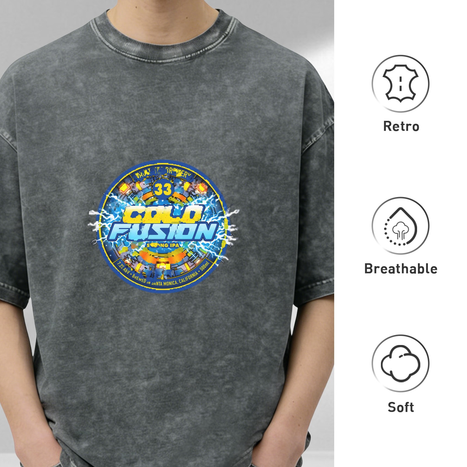 Washed black graphic t-shirt with Cold Fusion 33 design