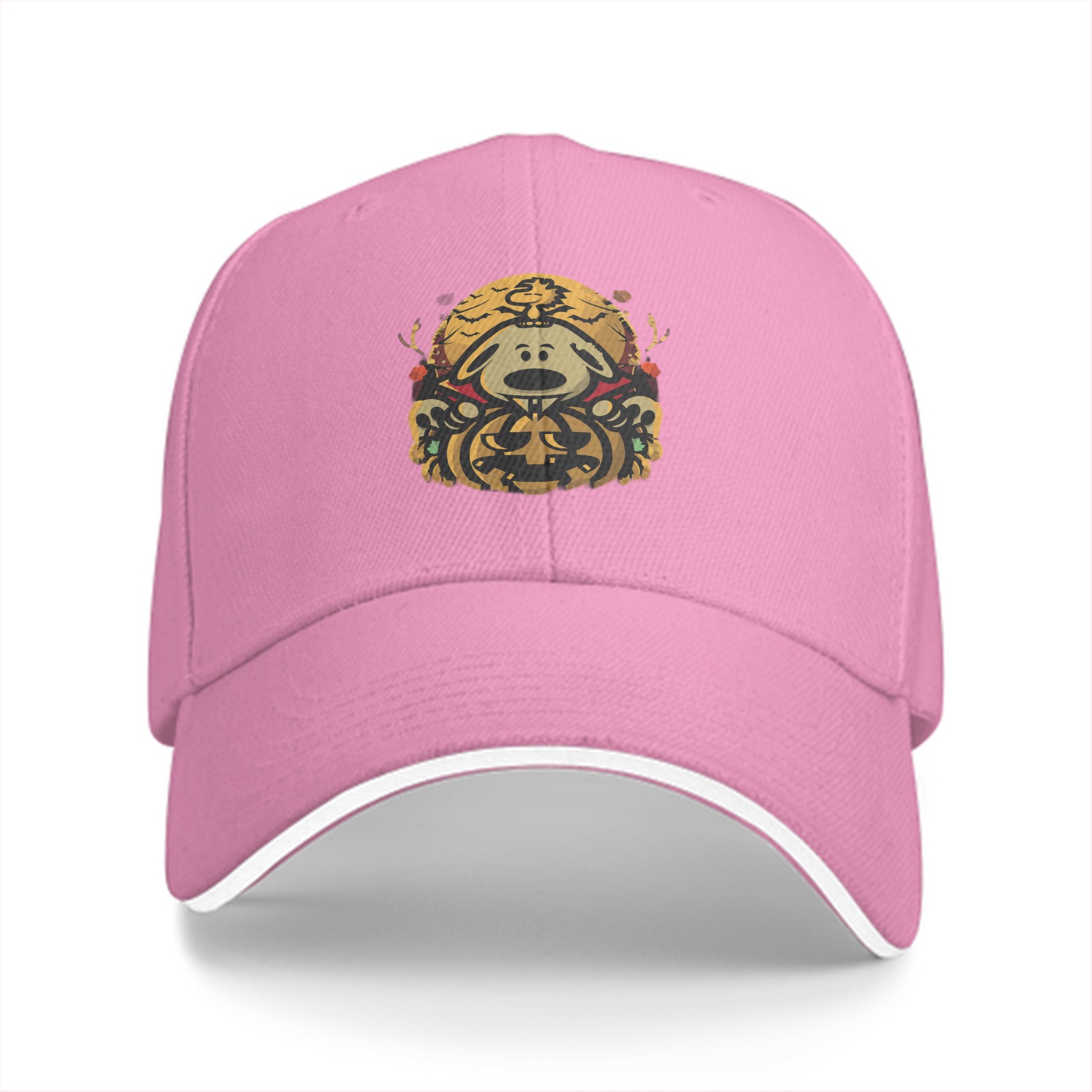 Black Baseball Cap with Halloween Snoopy Pumpkin Vampire Design