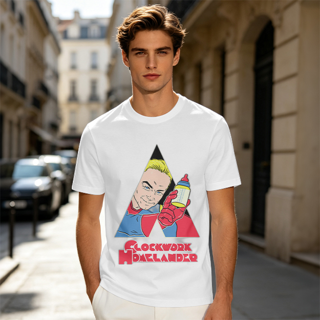 Olive Graphic T-Shirt with Clockwork Homelander Artwork