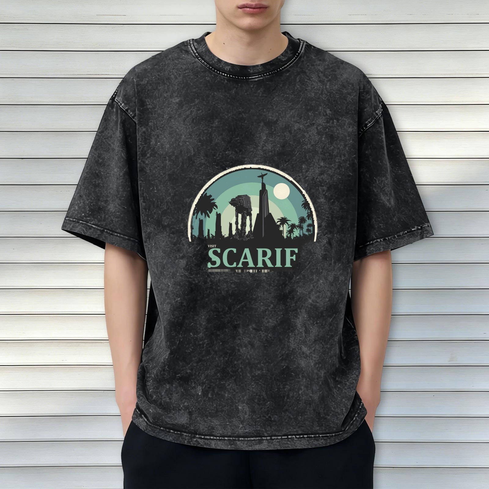 Visit Scarif Star Wars Graphic Acid Wash T-Shirt