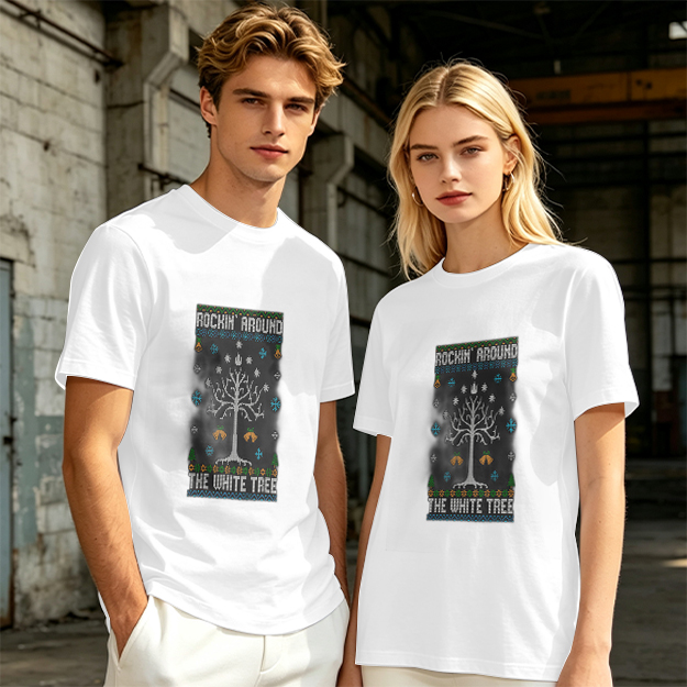 Rockin Around The White Tree Ugly Christmas T-Shirt