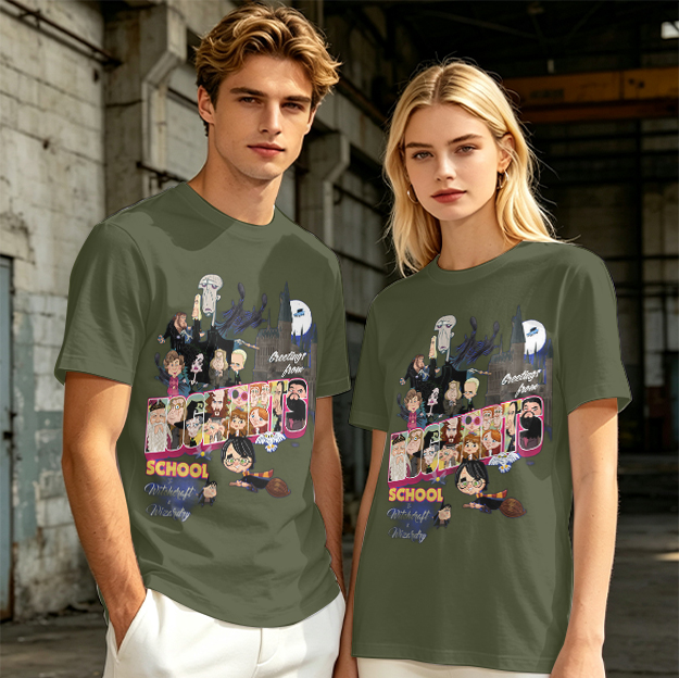 Olive T-Shirt With Harry Potter Themed Character Print