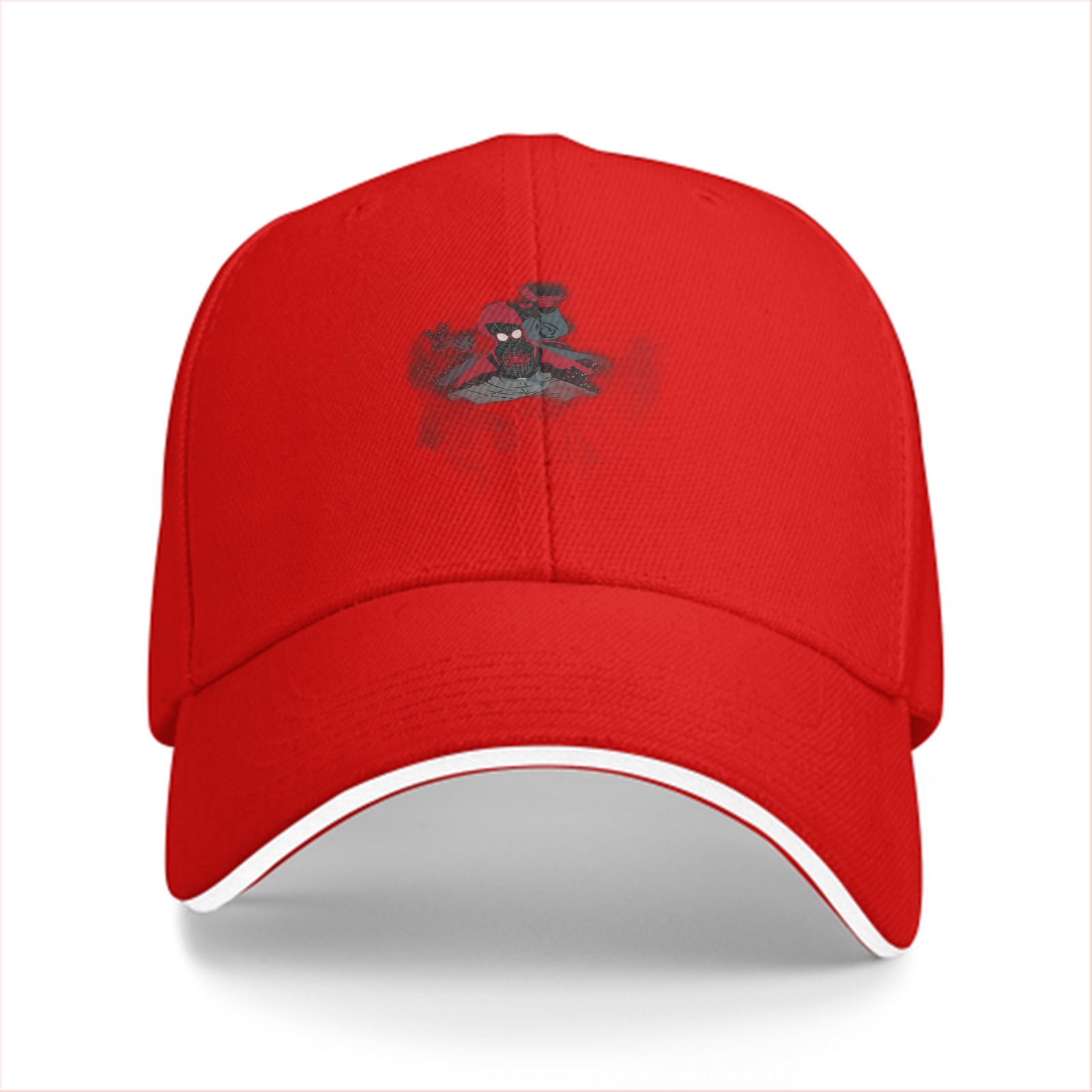 Black Baseball Cap With Spider Character Graphic Design