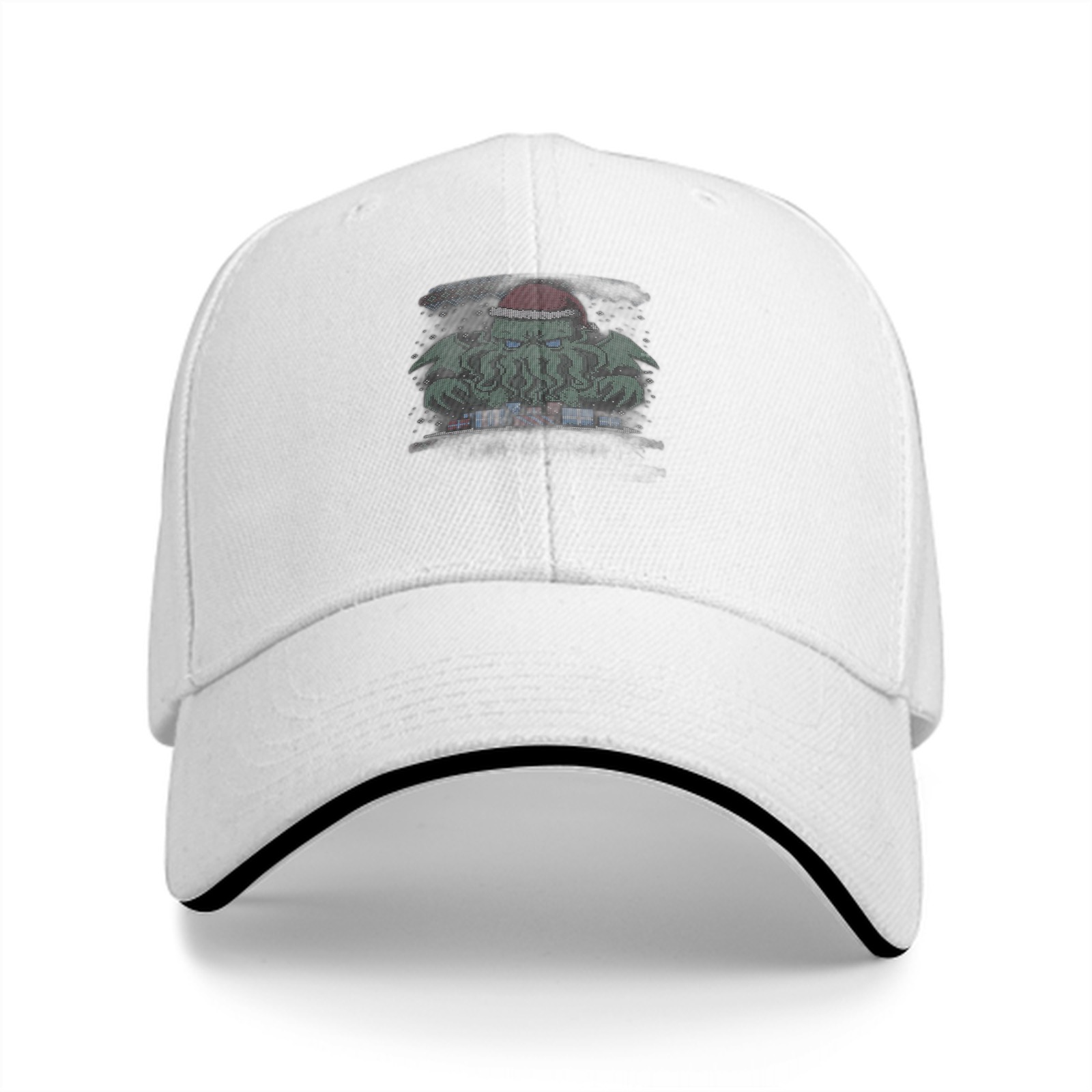 Black Baseball Cap with Christmas Cthulhu Graphic
