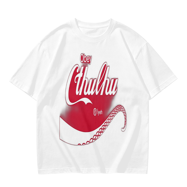 Obey Cthulhu Graphic Print Olive Green T-Shirt