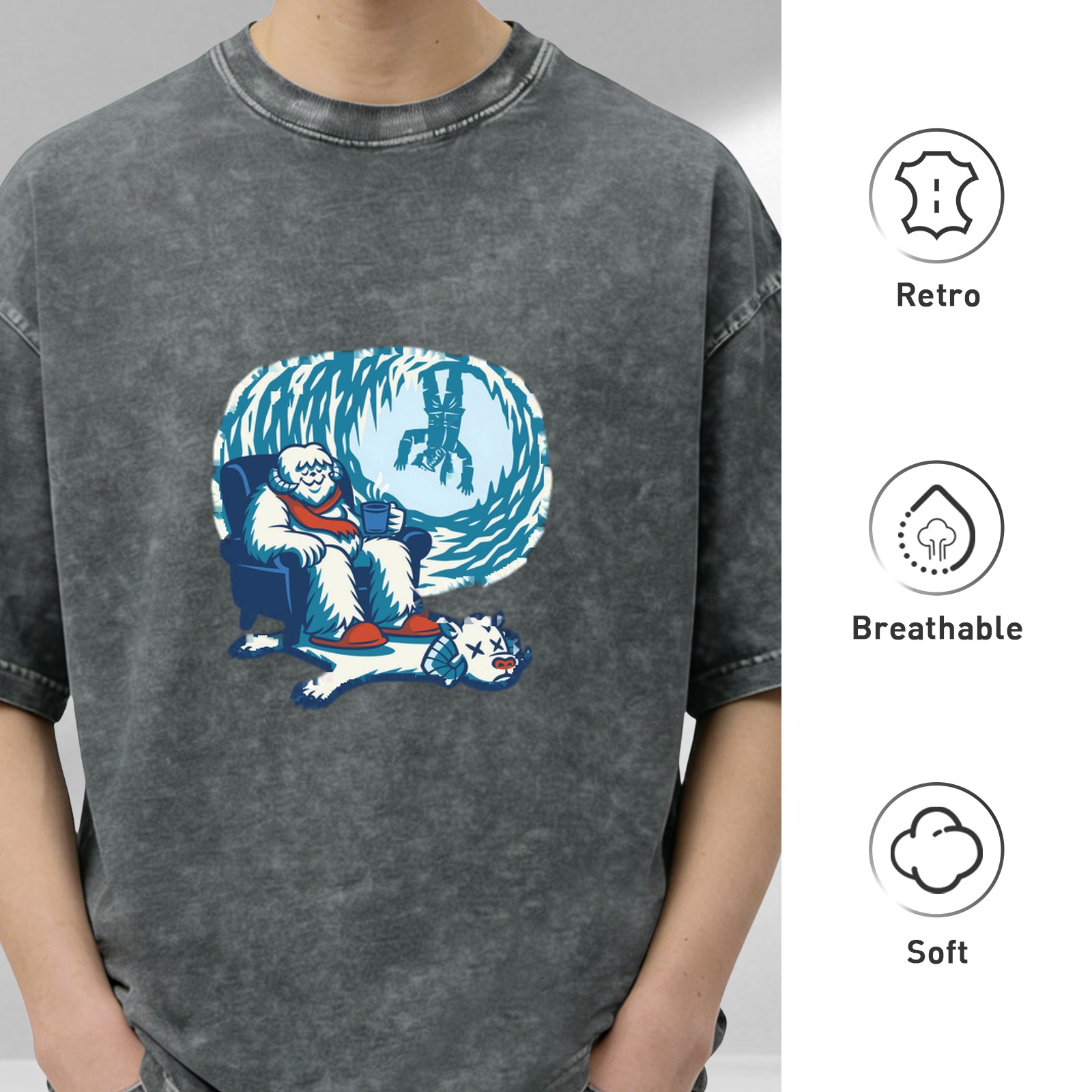 Wampa Yeti Relaxing with Defeated Snowman Graphic T-Shirt