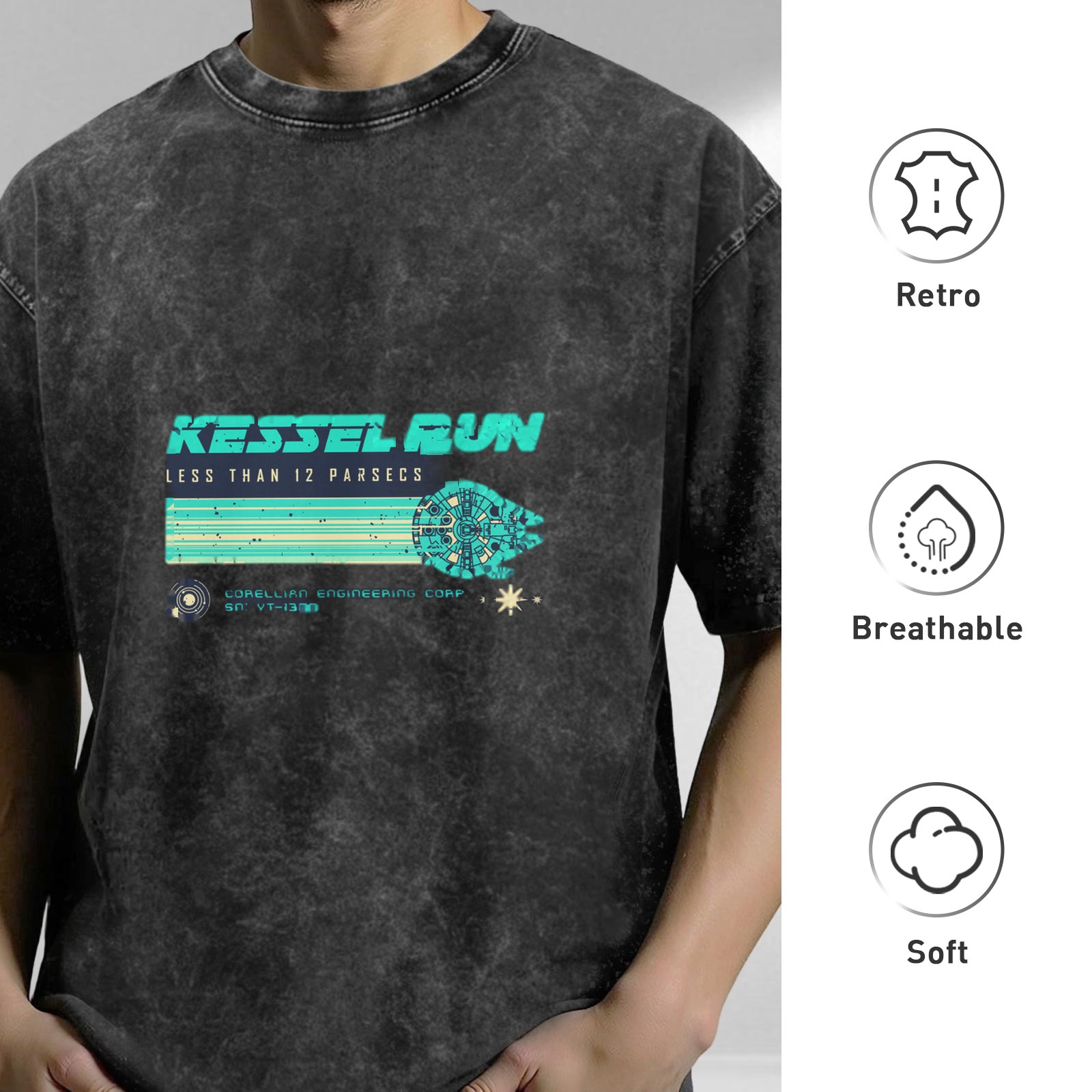 Star Wars Kessel Run Vintage Wash Graphic T-Shirt