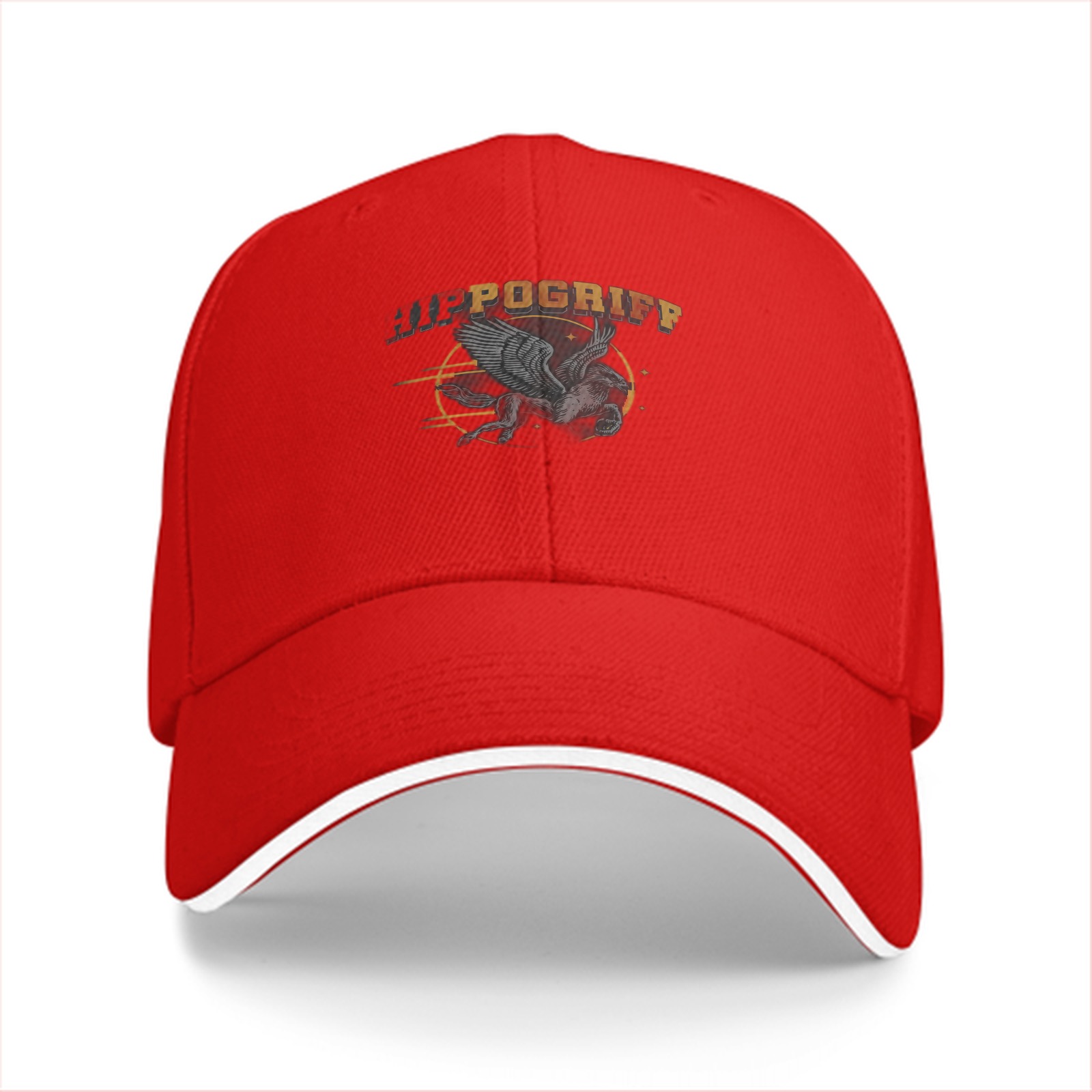 Black baseball cap with winged creature and POGRIFF graphic