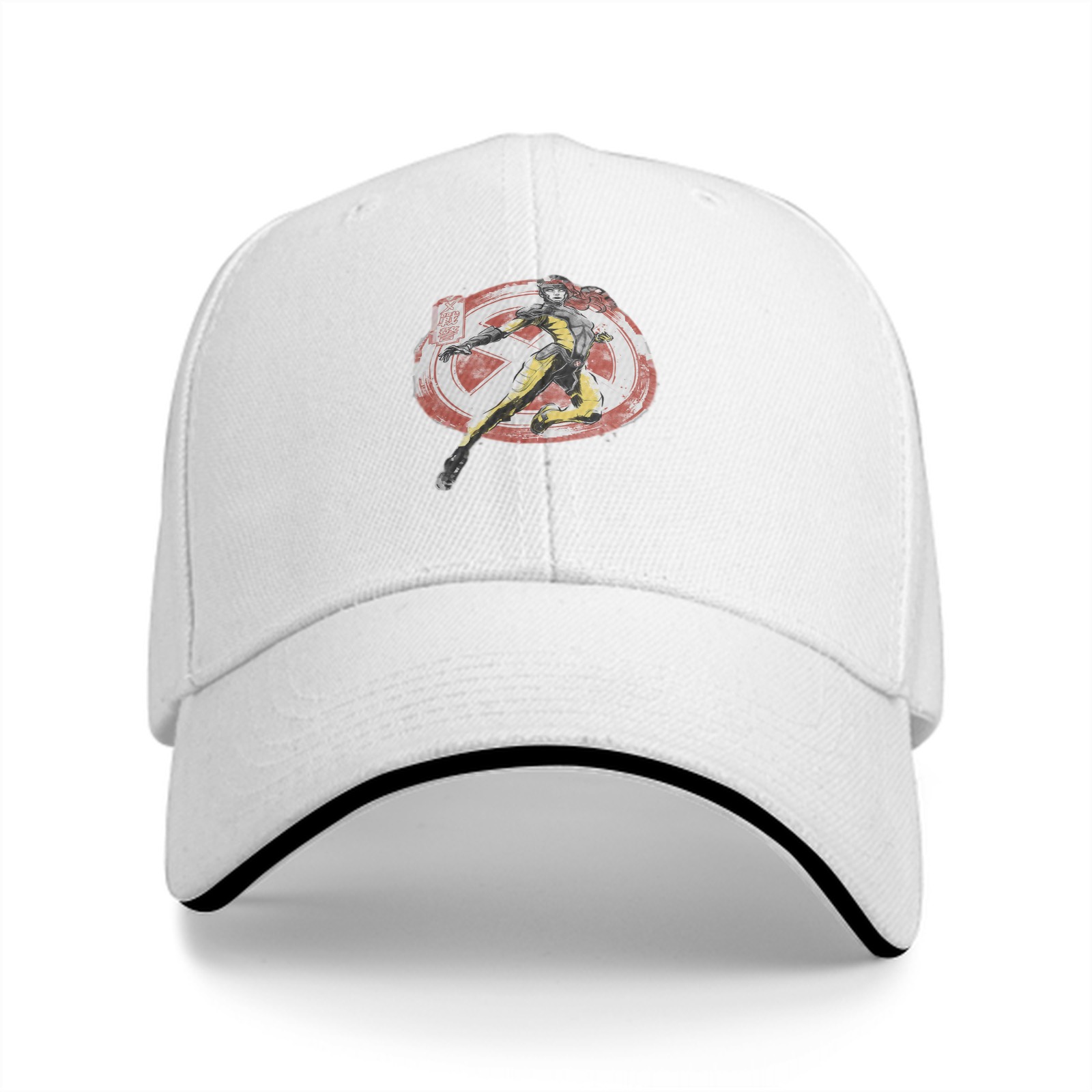 Black Baseball Cap With X-Men Themed Superhero Graphic Print