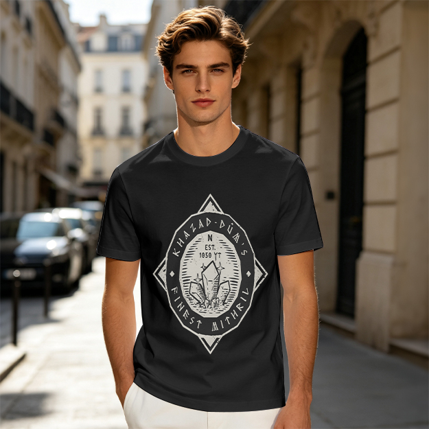 Olive Green T-Shirt with Khazad-dum's Finest Mithril Print