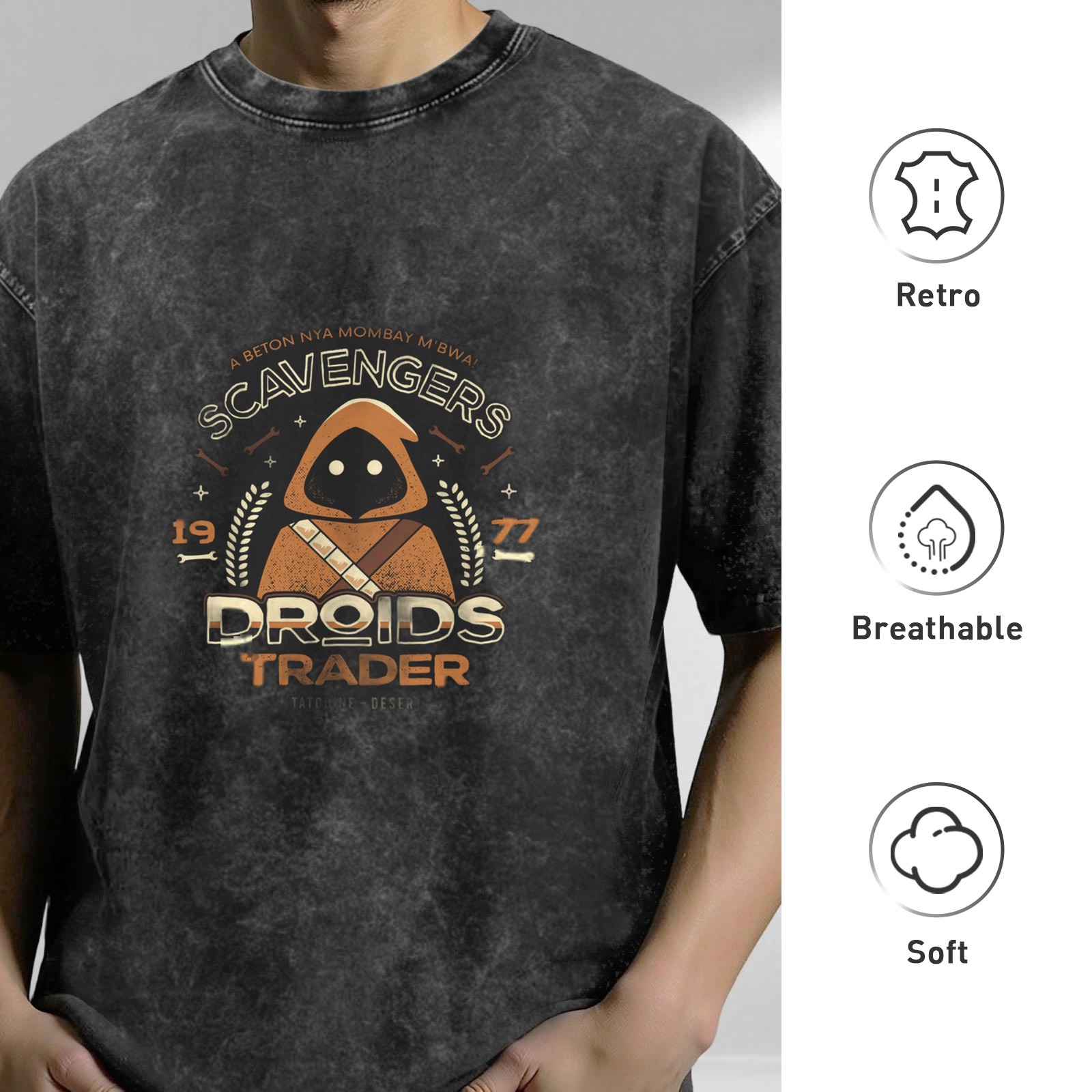Star Wars Jawa Scavengers Droids Trader Acid Wash T-Shirt