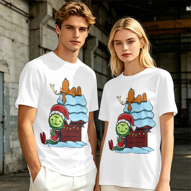 Grinch and Max Christmas Doghouse Graphic T-Shirt