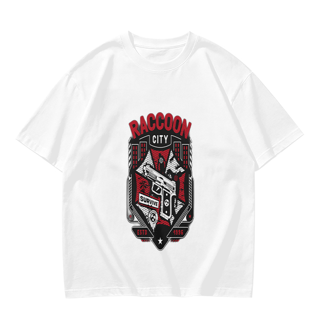 Olive T-Shirt With Raccoon City Gun Graphic Print