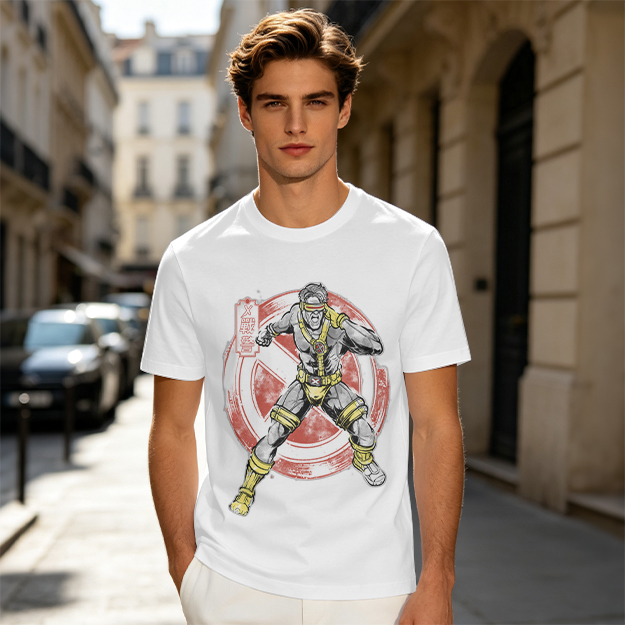 Olive T-shirt with Cyclops X-Men Superhero Graphic Print