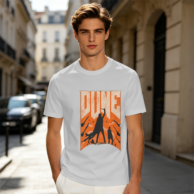 Dune Themed Silhouette Graphic Print Olive T-Shirt