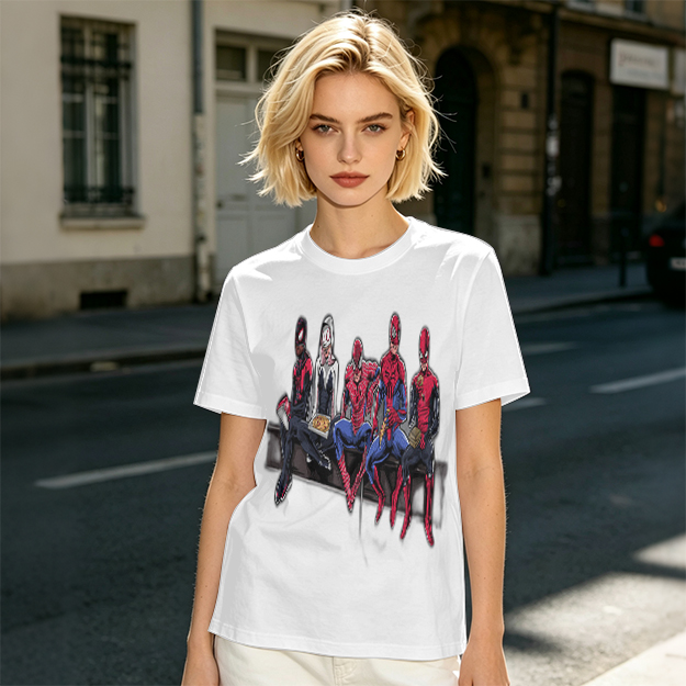 Olive T-Shirt With Spider-Verse Heroes Group Print