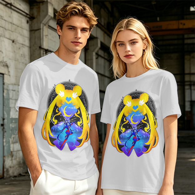 Olive T-Shirt with Sailor Moon Themed Graphic Print