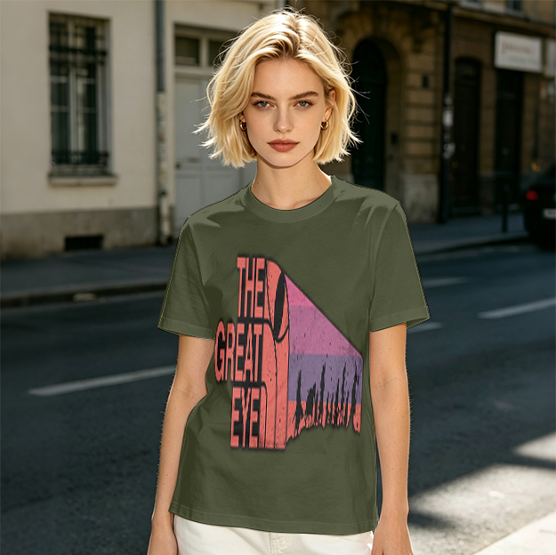 Olive T-Shirt with The Great Eye Sunset Graphic Print