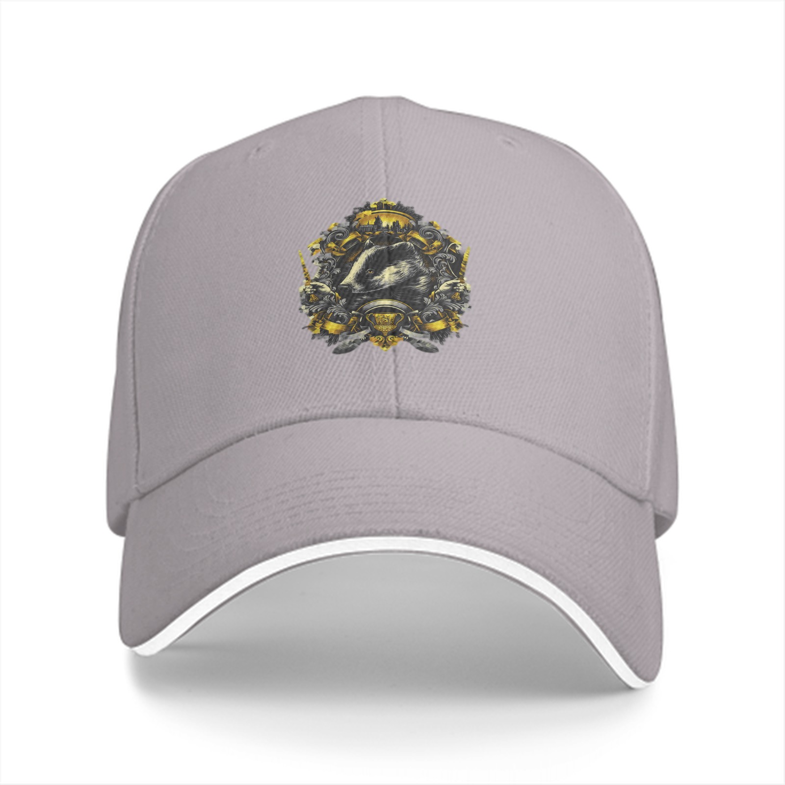 Black Baseball Cap With Hufflepuff Badger Crest Artwork