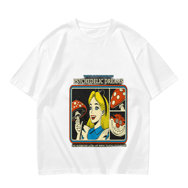 Psychedelic Dreams Alice in Wonderland Mushroom Graphic T-Shirt