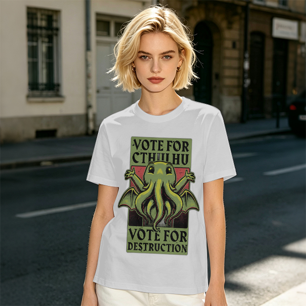 Vote For Cthulhu Funny Graphic T-Shirt Design