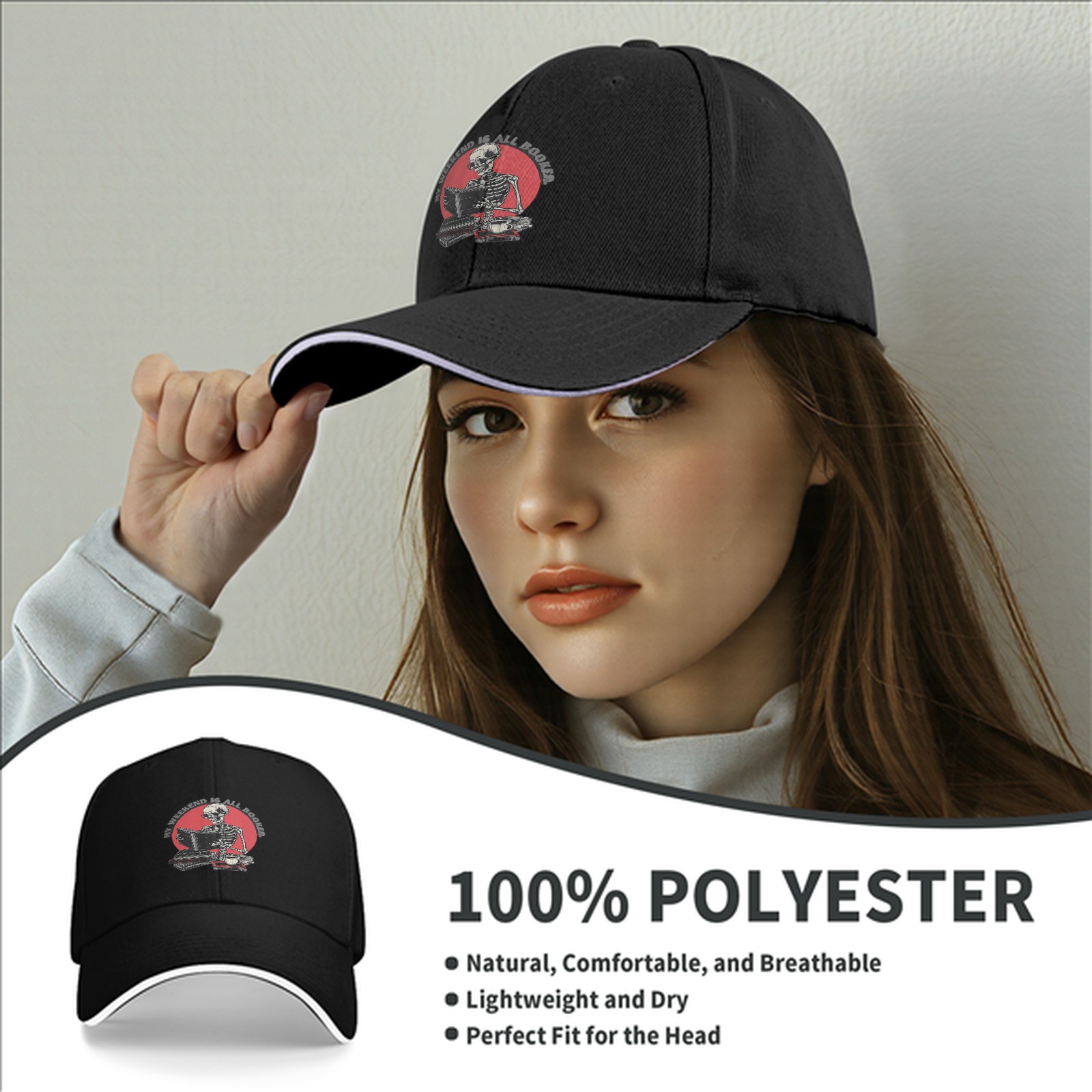 My Weekend Is All Booked Skeleton Baseball Cap