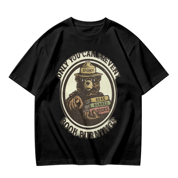 Only You Can Prevent Book Burnings Bear T-Shirt Art