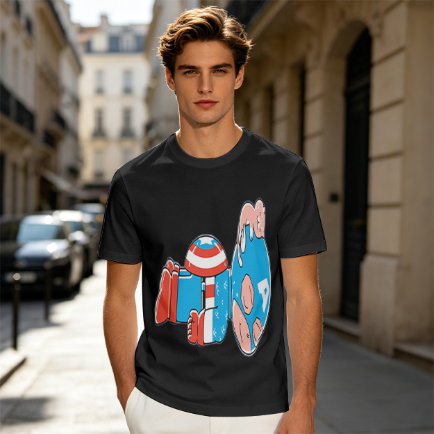 Olive Green T-Shirt With Melting Captain America Graphic Print