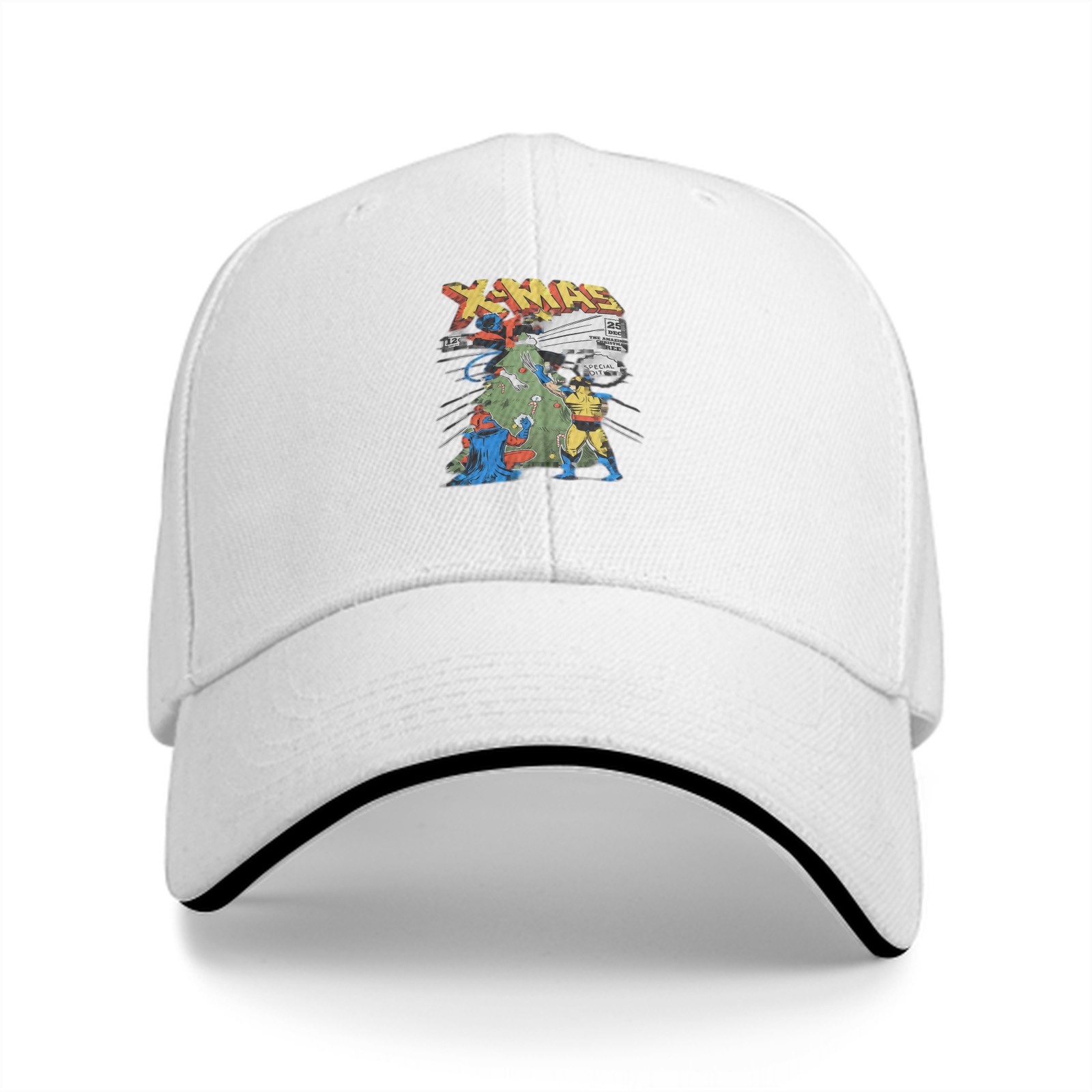 Black baseball cap with X-Men X-Mas Christmas tree graphic