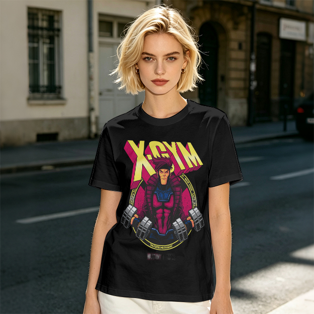 X-GYM Superhero Graphic Tee for Fitness Enthusiasts