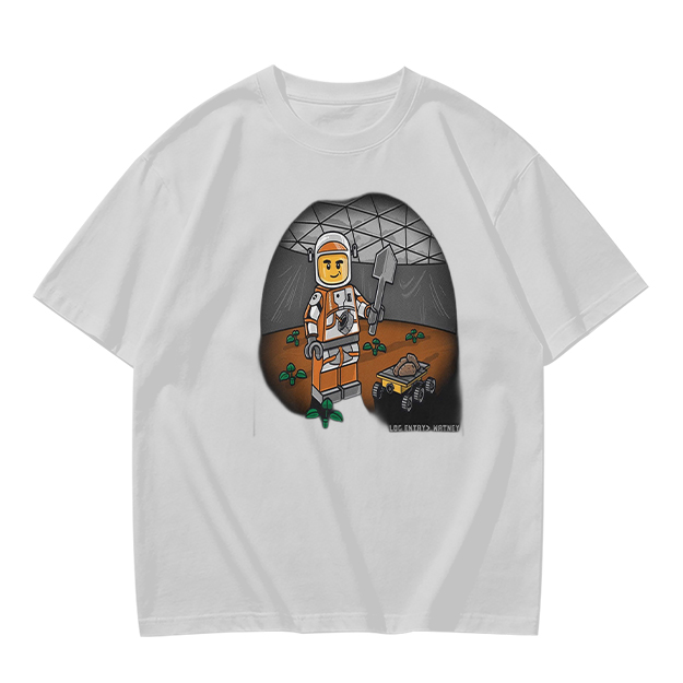 Olive T-shirt with Lego Astronaut Space Habitat Print