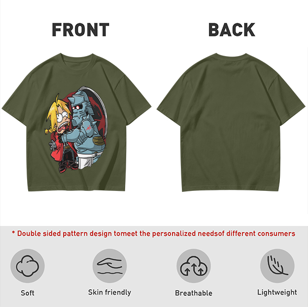 Fullmetal Alchemist Elric Brothers Cartoon Graphic T-Shirt