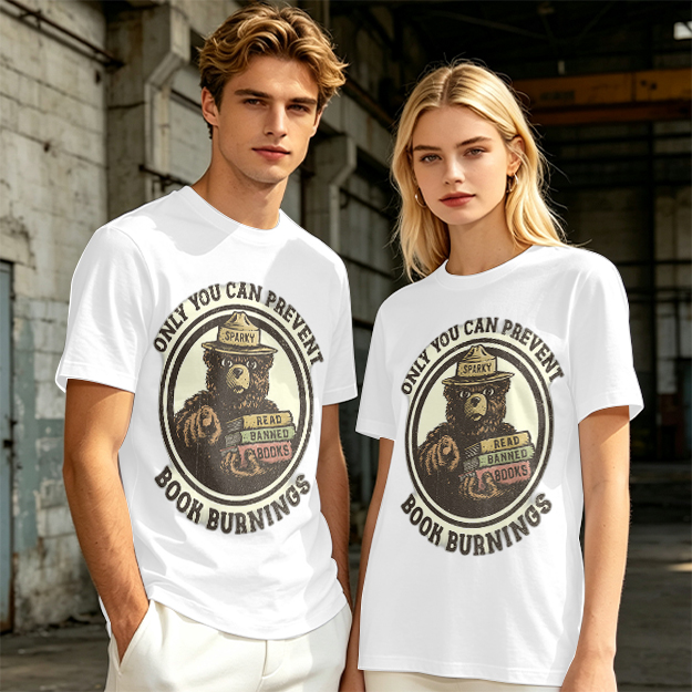 Only You Can Prevent Book Burnings Bear T-Shirt Art