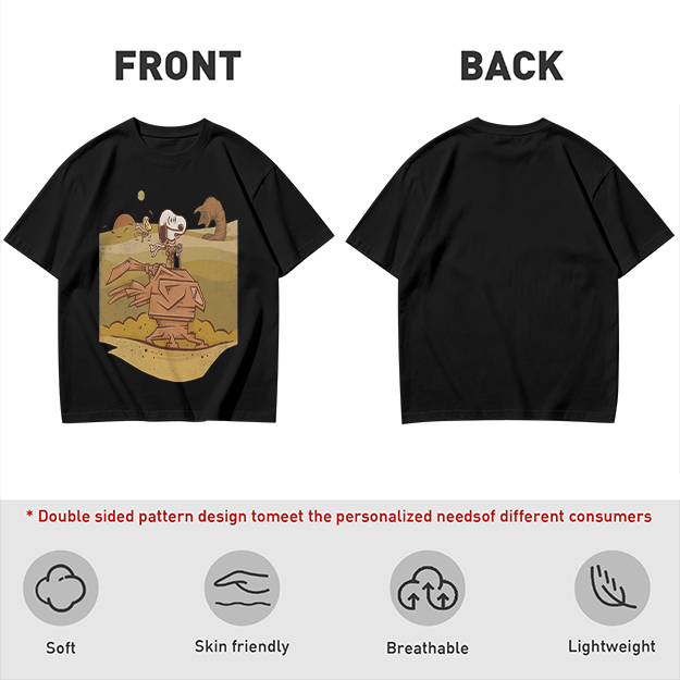 Olive T-Shirt With Desert Alien Dog Graphic Print