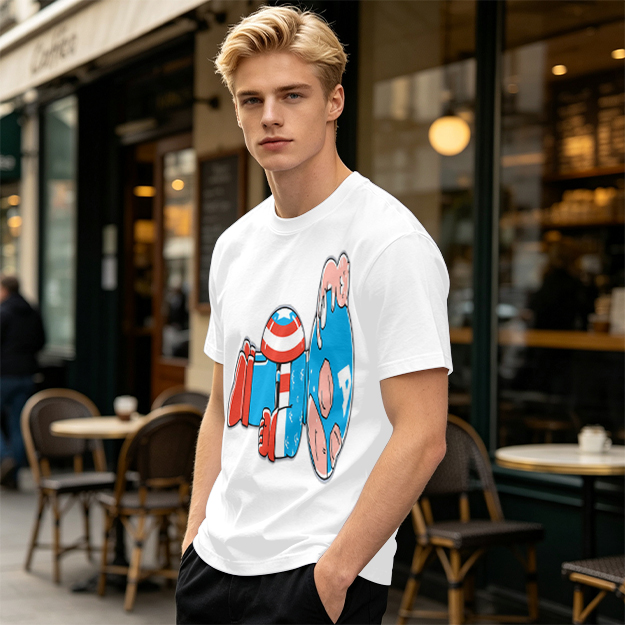 Olive Green T-Shirt With Melting Captain America Graphic Print