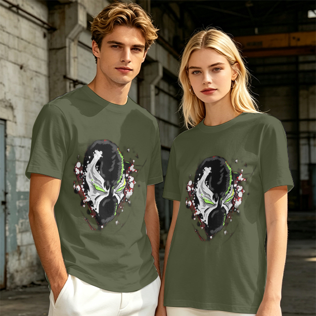Olive T-shirt with Spawn Character Mask Graphic Print