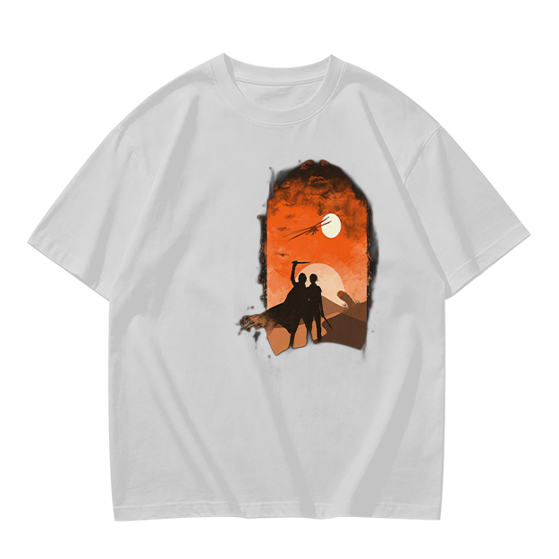 Olive T-Shirt With Desert Sunset Silhouette Print