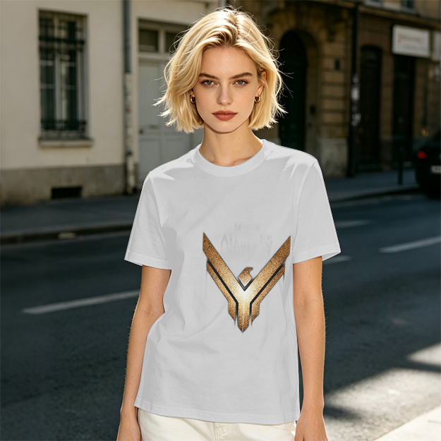 Olive Green T-Shirt With Gold Winged Emblem Graphic