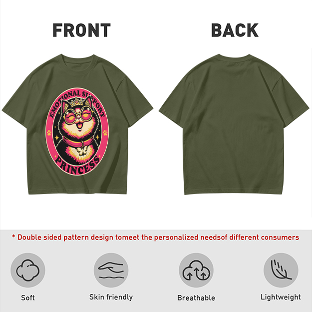 Emotional Support Princess Cat Graphic T-Shirt