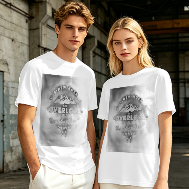 Olive t-shirt with Overlook Hotel mountain graphic print