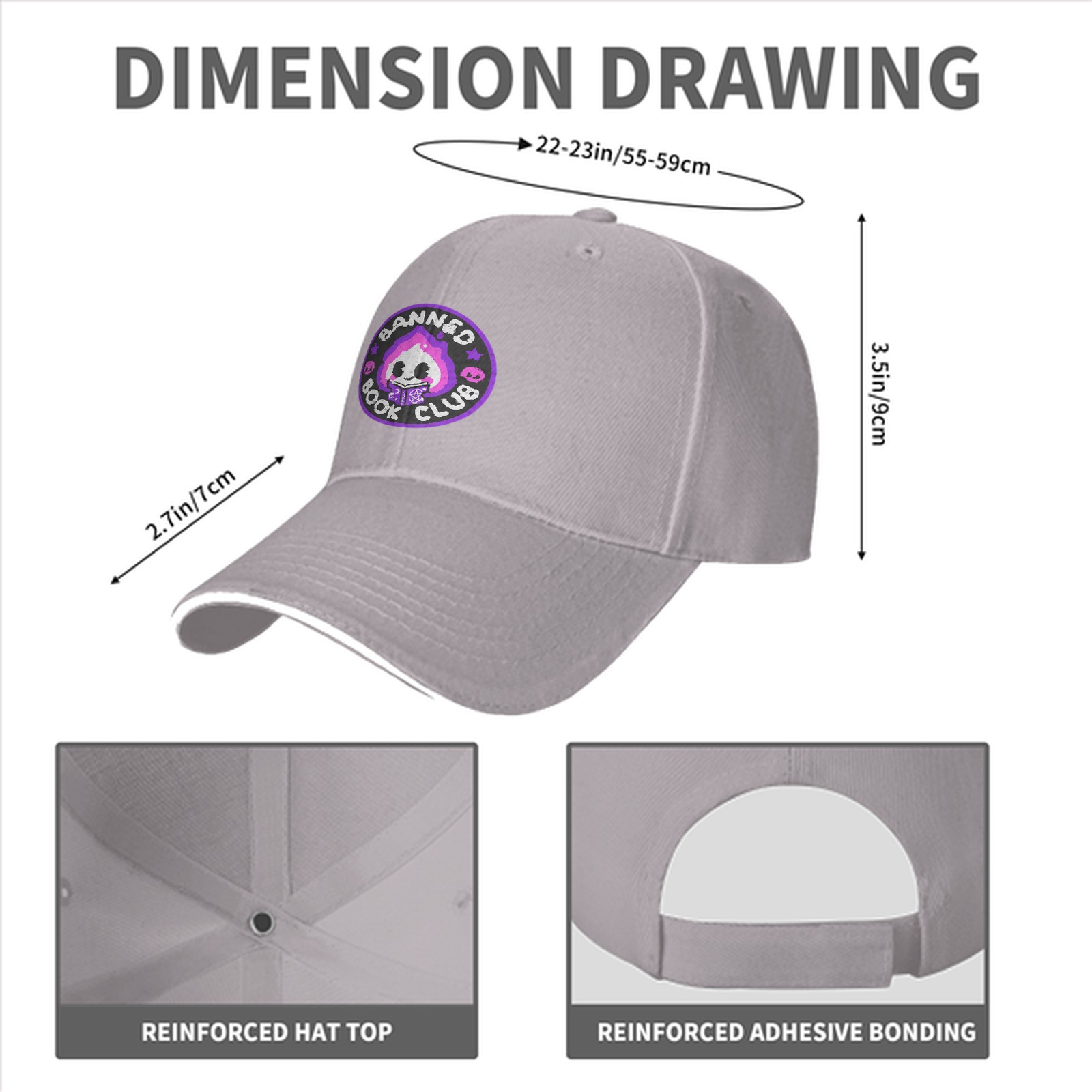 Black baseball cap with Banned Book Club graphic design