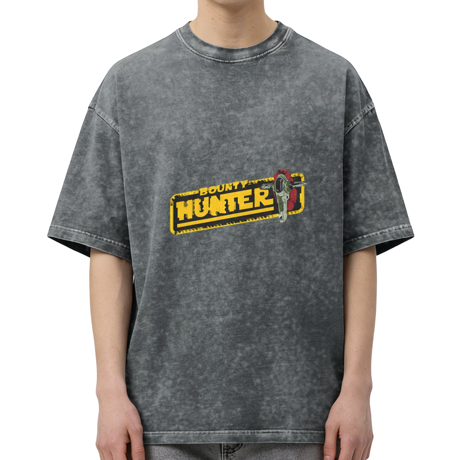 Star Wars Bounty Hunter Graphic Acid Wash Black T-Shirt