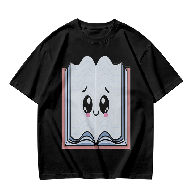 Olive T-Shirt With Cute Smiling Open Book Graphic Print