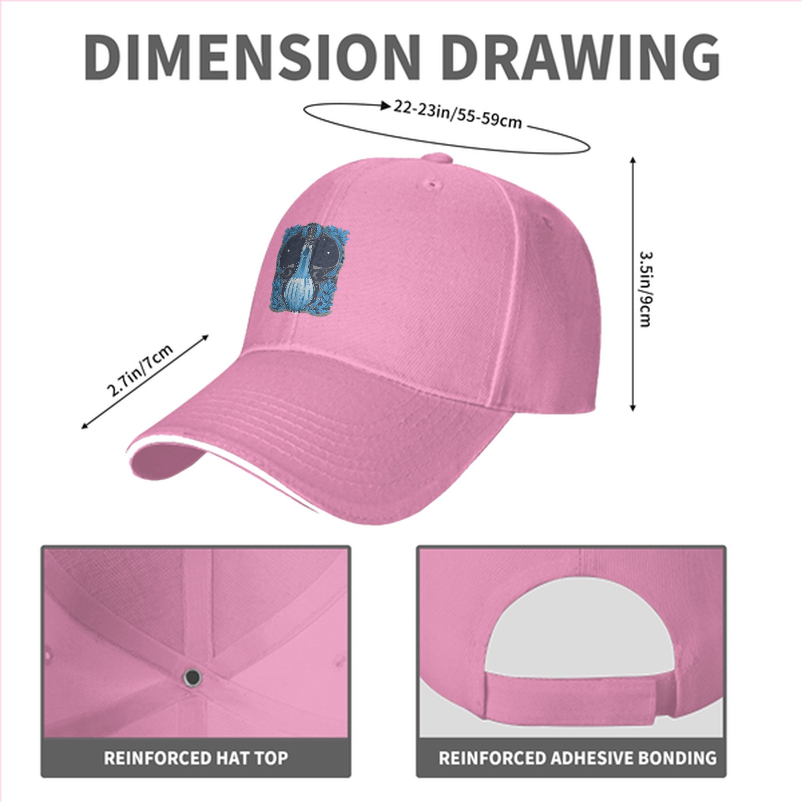 Black Baseball Cap With Blue Celestial Bottle Crest Print