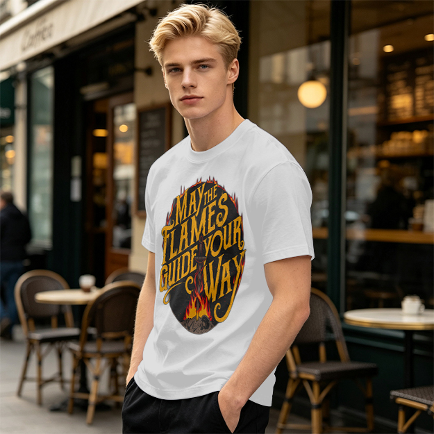 May The Flames Guide Your Way Graphic Olive T-Shirt